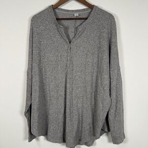 Old Navy Women's Waffle Knit Long Sleep Oversized‎ Thermal Shirt Gray Size XXL